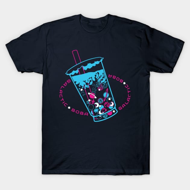 Galactic Boba (version teal magenta white) T-Shirt by StudioBliz